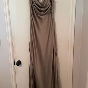 Revelry Skye Satin Silver Sage Dress
